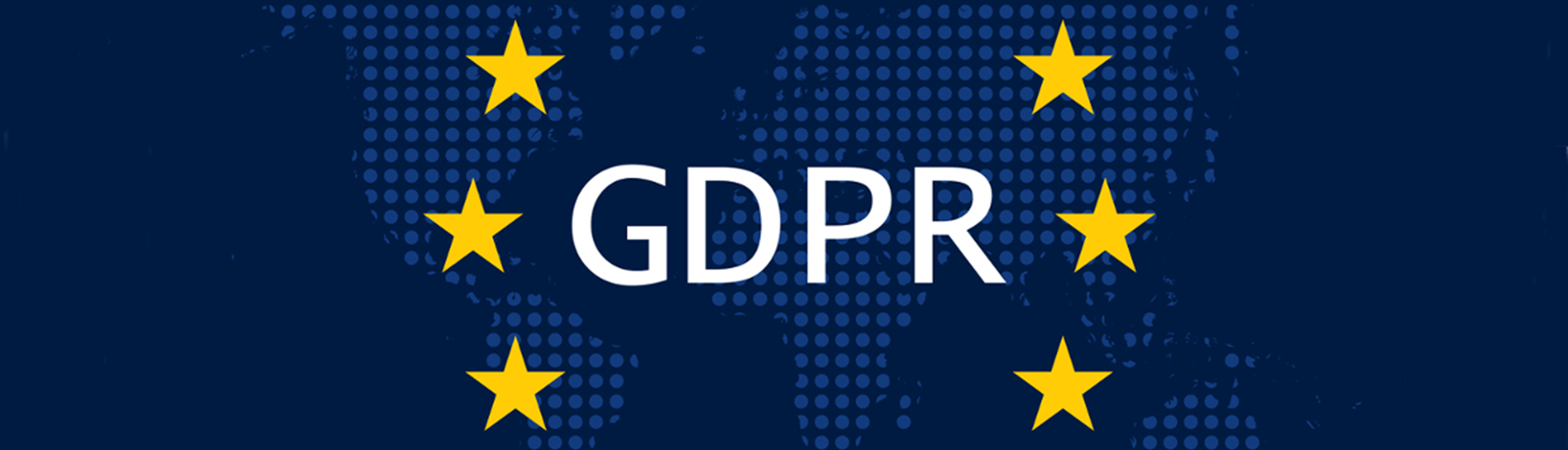 Topbillede med 6 gule stjerner (EU) og teksten: GDPR