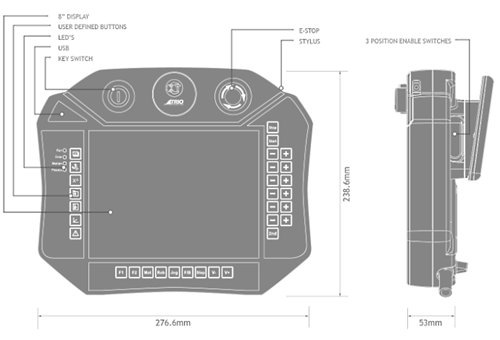 Målskites for 8" panel: h238,6 x d53,0 x b276,6 mm