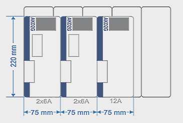 Målskitse: Modul Højde 220 mm og bredde 75 mm