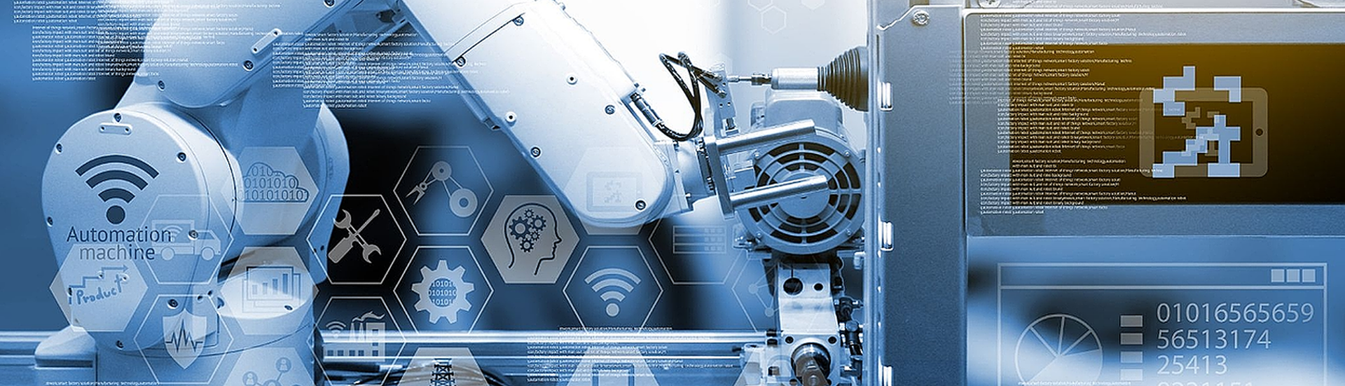 Grafisk topbillede med robot og PC i automation maskine