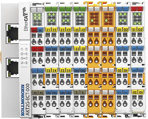 I/O blok med 8 I/O modulter og EtherCAT tilslutning