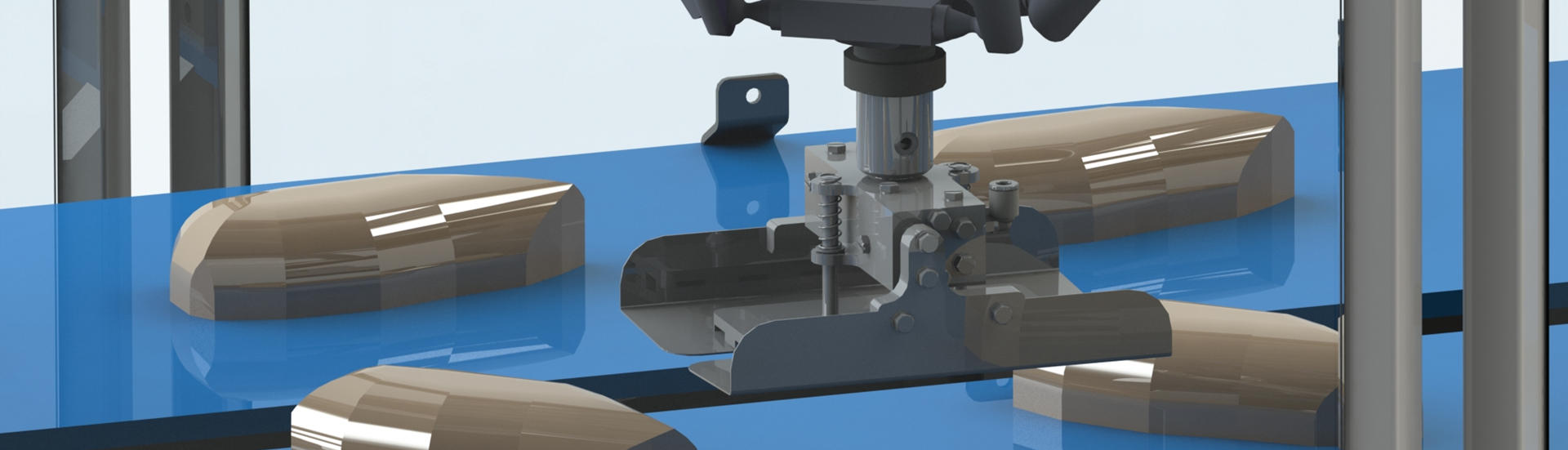 Topbillede med grafisk visning af enheder på transportbånd og Delta Robot