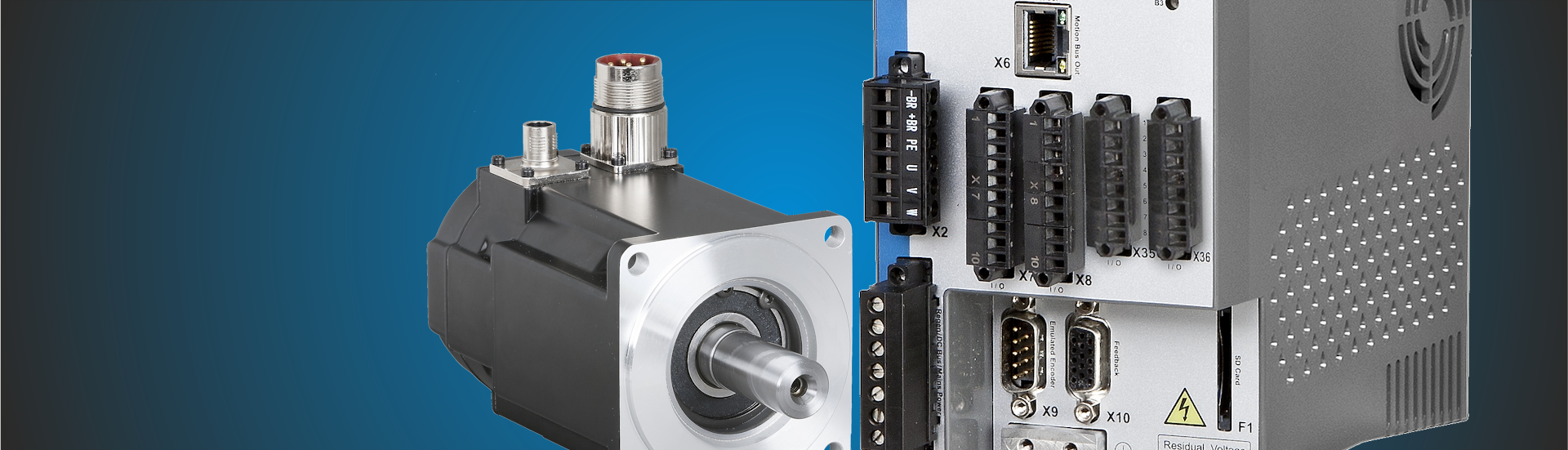 Topbillede med næroptagelse af Kollmorgen motor og controller