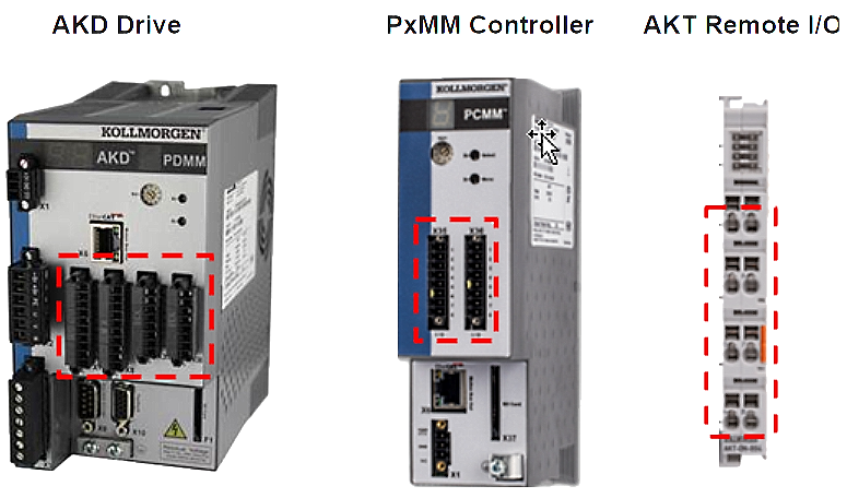 Foto med AKD rive, PxMM Controller og AKT Remote I/O