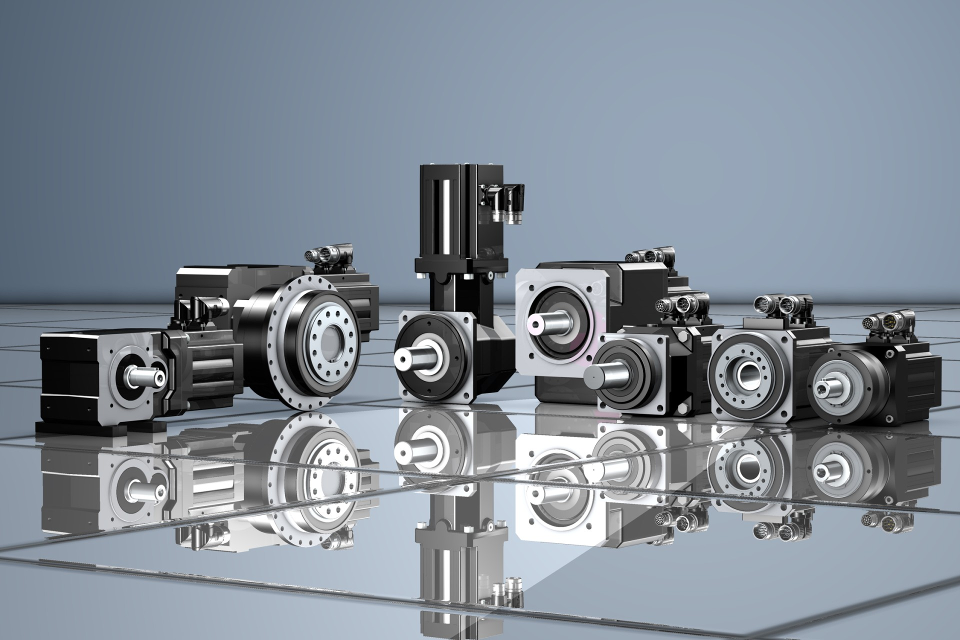 Topbillede med en gruppe af Stôber gear og motorer