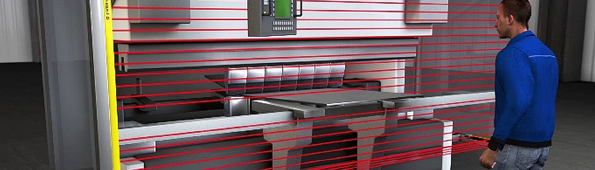 Topbillede af maskine med lysgitter beskyttelse