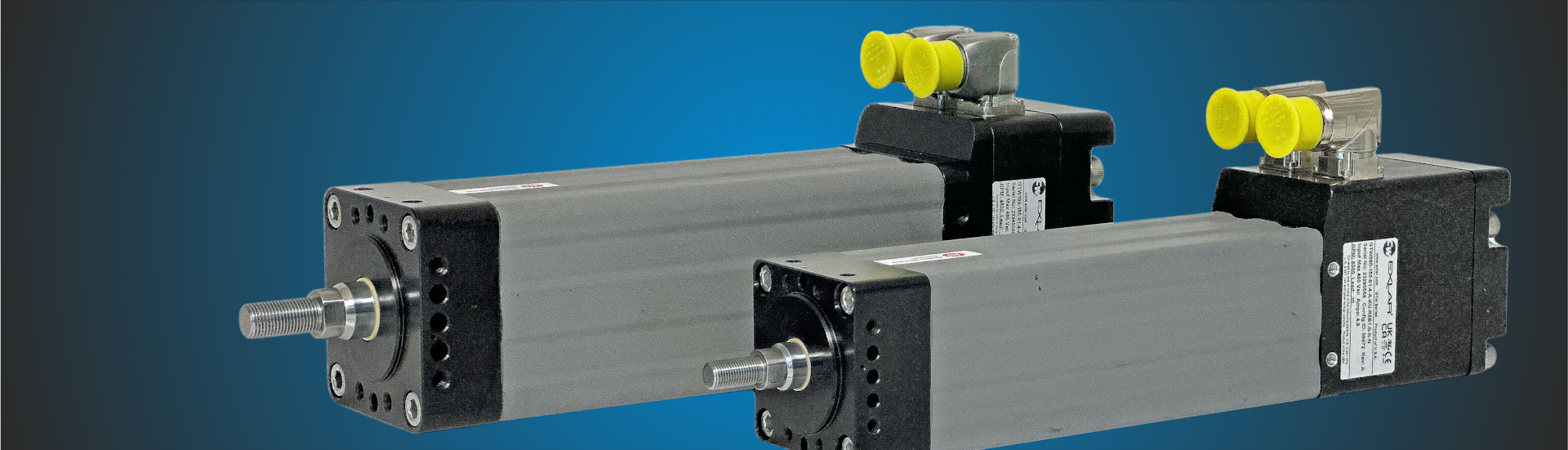 Topbillede af to GTW weld-gun aktuatorer