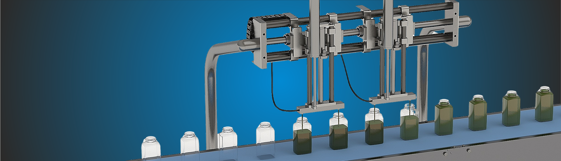 Topbillede med næroptagelse af LinMot flaske systm med SM enheder