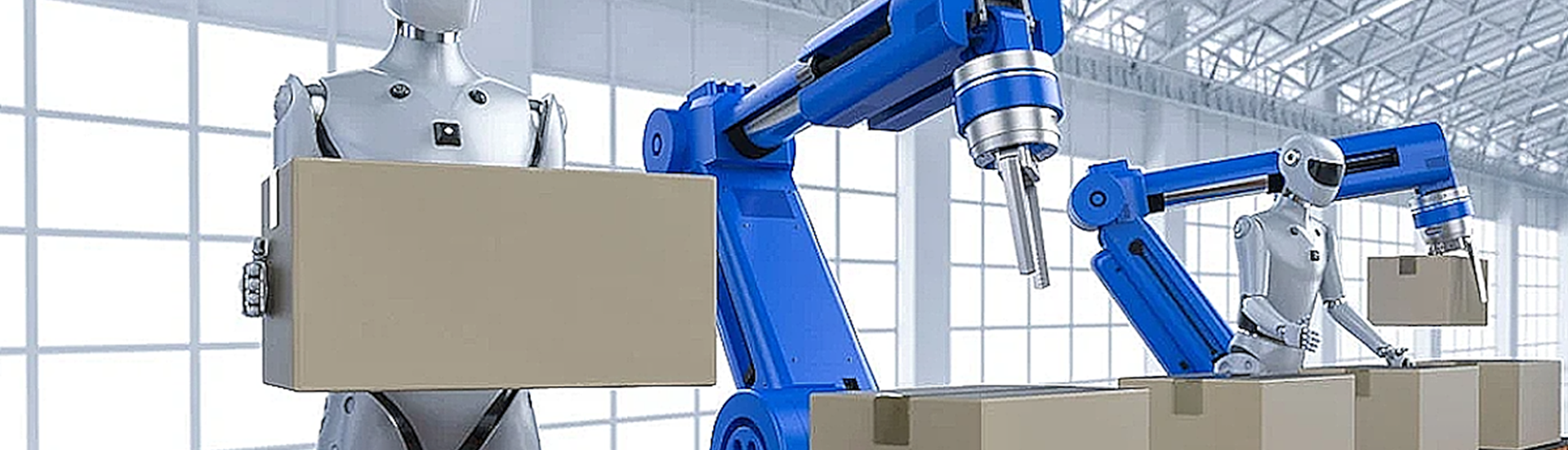 Topbillede med humaniot robot der pakker